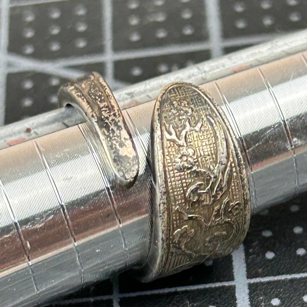 Reed & Barton Sterling Silver Spoon Ring Crane Heron Floral Bypass Size 7.25‎